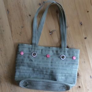 2/$30 Joy Susan moss green gross-grain ribbon zip tote beach bag